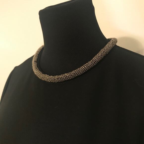 Topshop blk skater dress with beaded collar SZ 6 - Picture 3 of 11